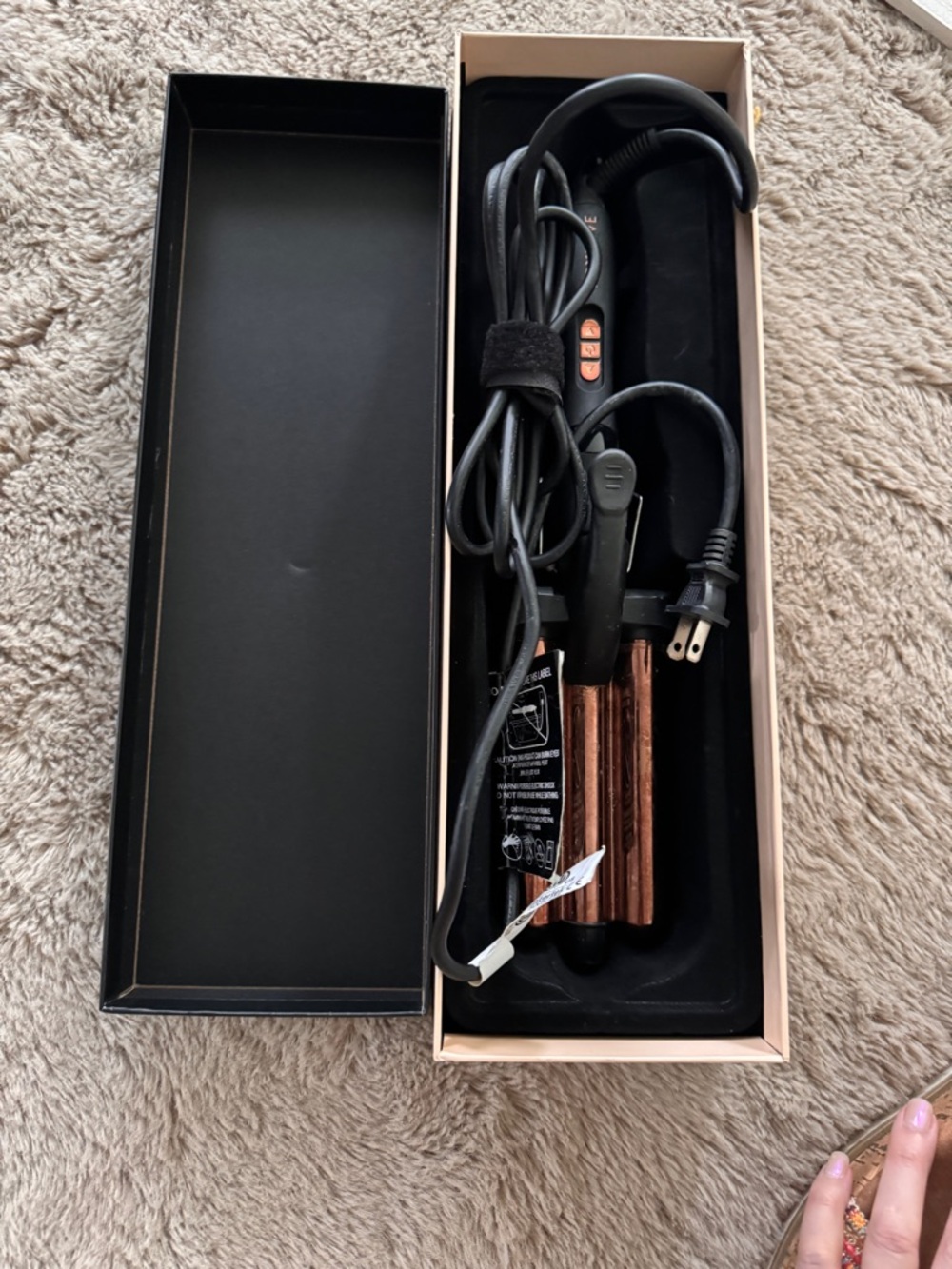 3-Barrel Hair Waver Curling Iron - Rose Gold/Black